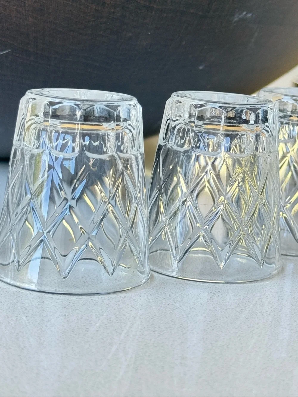 Vintage Federal Shot Glasses Diamond Pattern set 5 MCM Barware